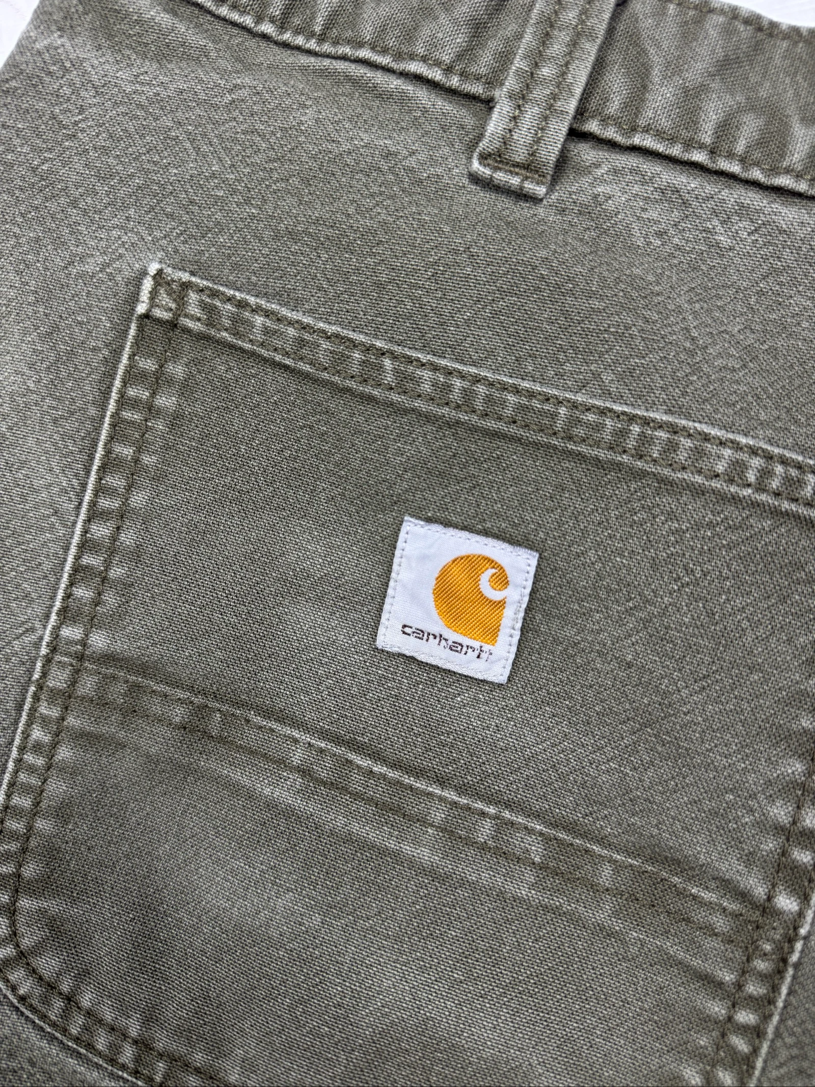 Carhartt Carpenter Pants Olive Green Vintage Workwear Wide Leg Utili